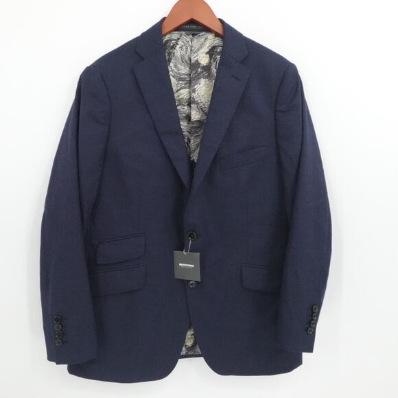 Indochino Sport Coat 40r Blue Wool‎ Silk 2 Button Notch Lapel Made To Measure